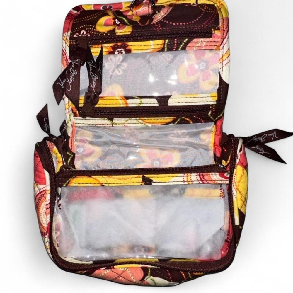 Vera Bradley Mocha Rouge Quilted Cotton Hanging Travel Organizer